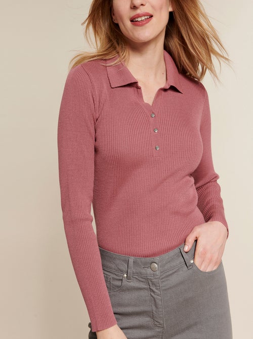 Pull col polo 50% laine mérinos - Damart - Kiabi