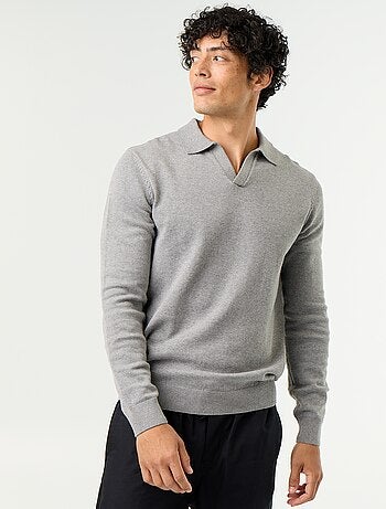 Pull col polo à manches longues