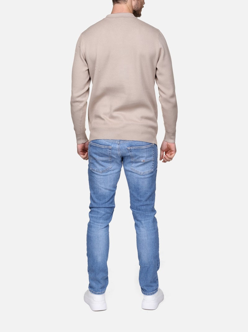 Pull col polo à zip - Frilivin Crème - Kiabi