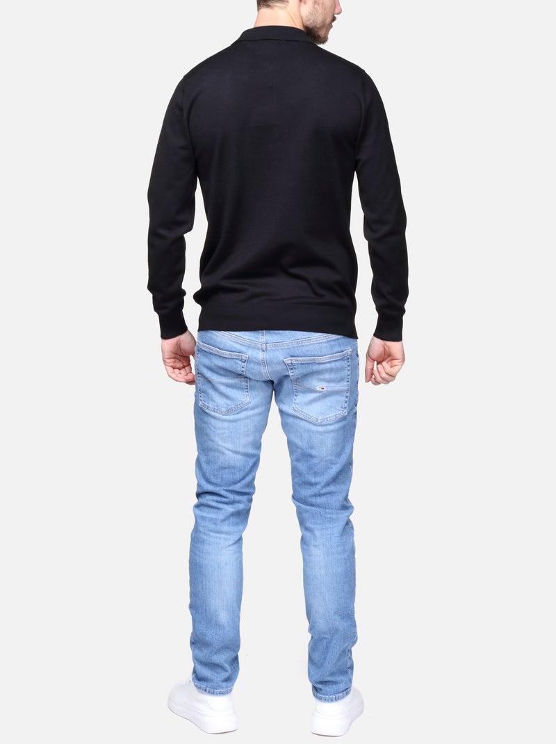 Pull col polo à zip - Frilivin Noir - Kiabi