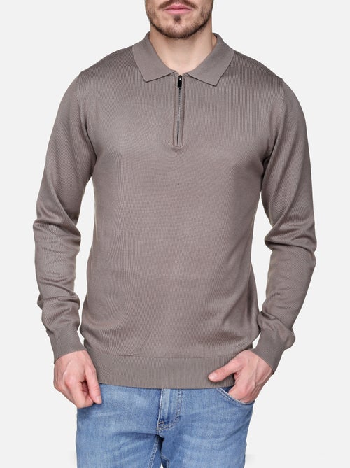 Pull col polo à zip - Frilivin - Kiabi