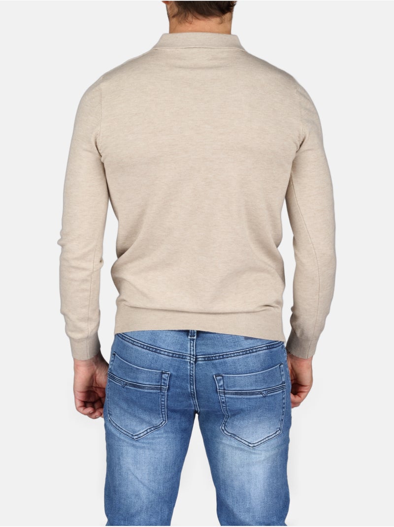 Pull col polo à zip - Kenzarro Crème - Kiabi