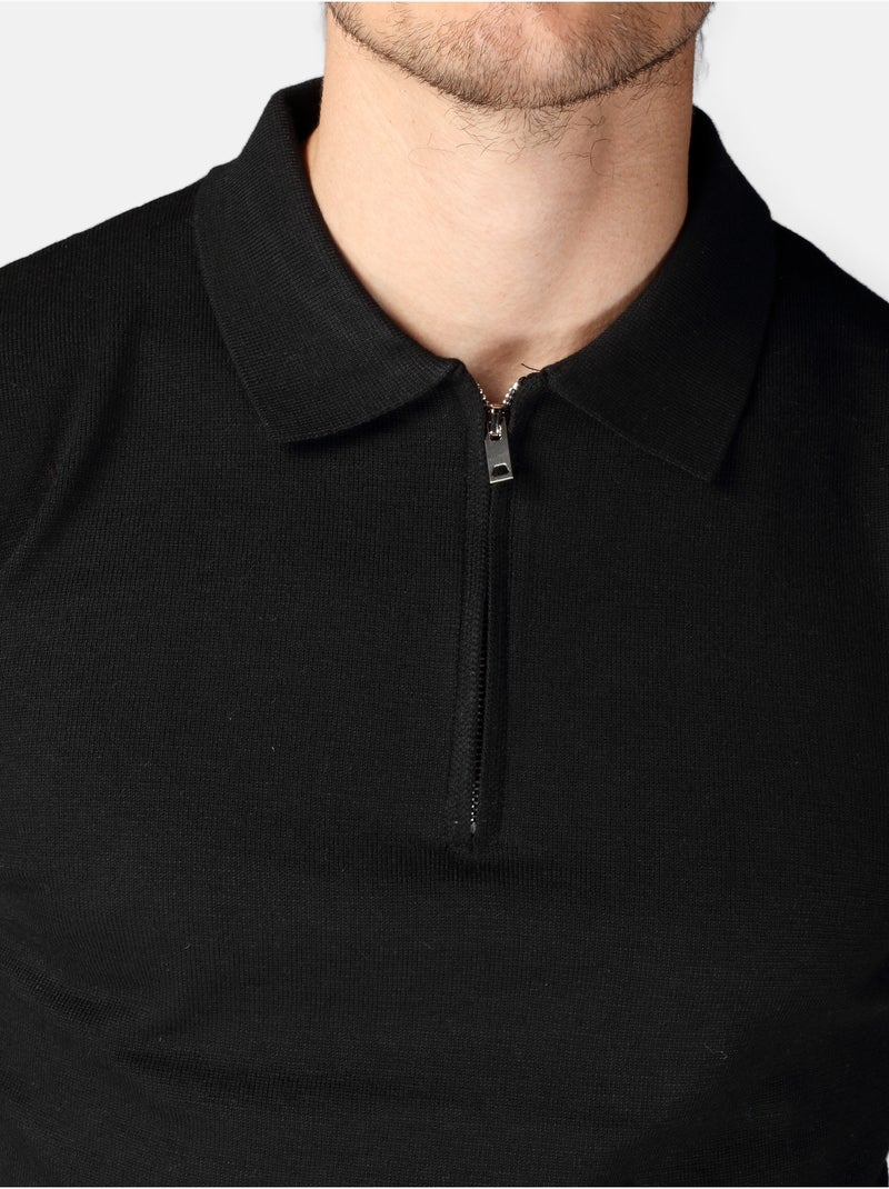Pull col polo à zip - Kenzarro Noir - Kiabi