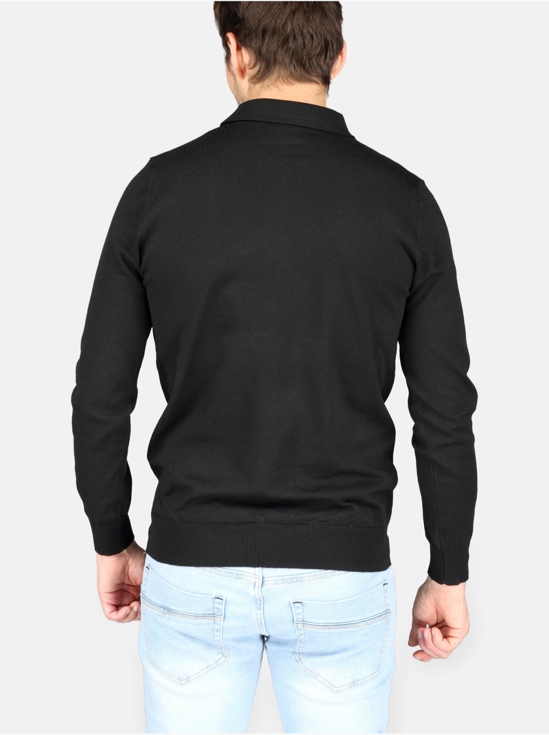 Pull col polo à zip - Kenzarro Noir - Kiabi