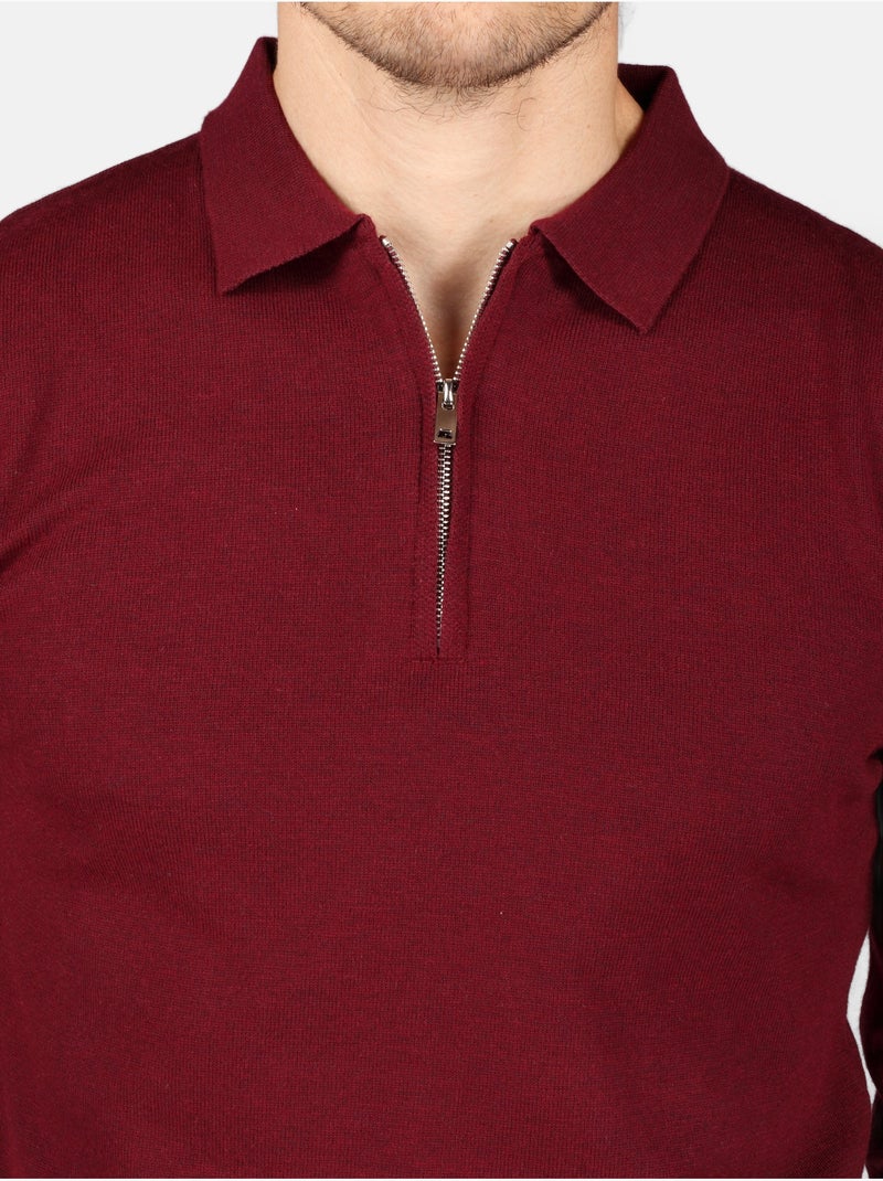 Pull col polo à zip - Kenzarro Rouge - Kiabi