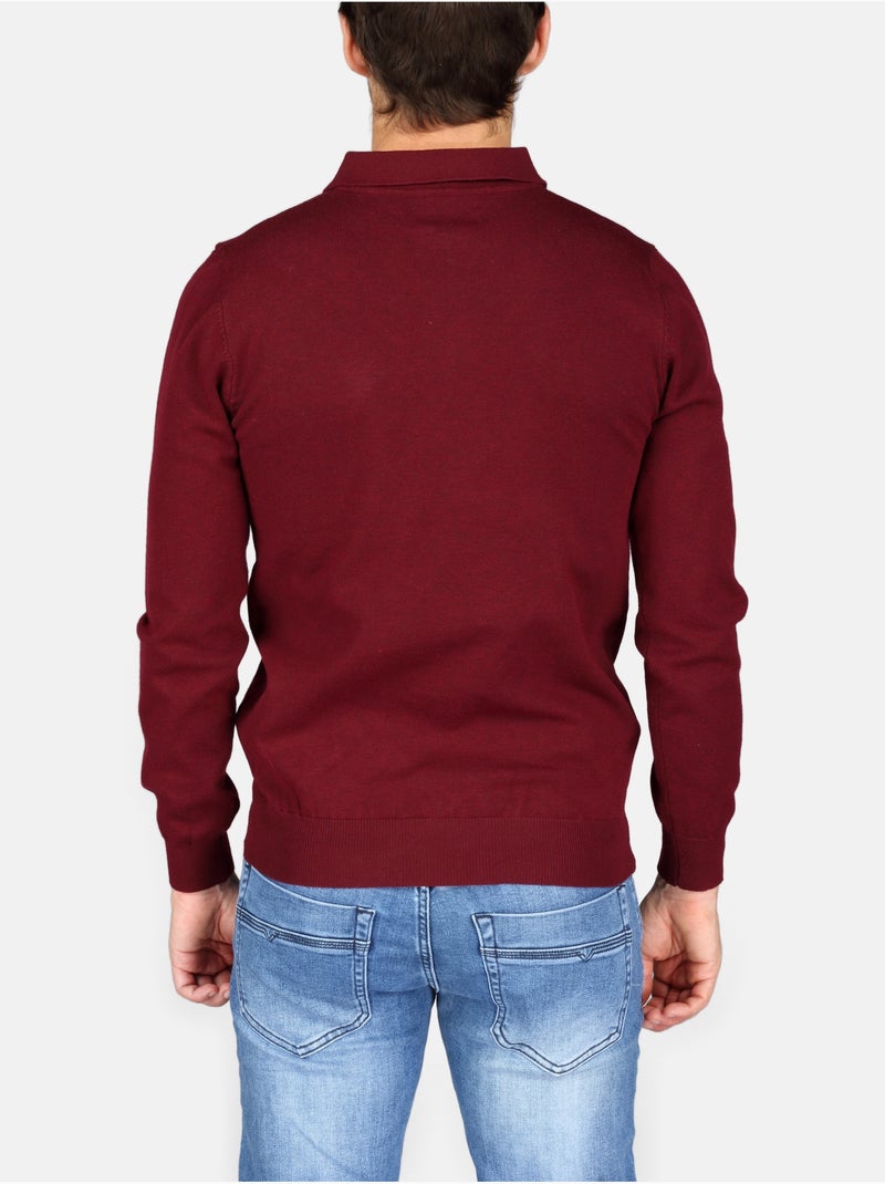 Pull col polo à zip - Kenzarro Rouge - Kiabi
