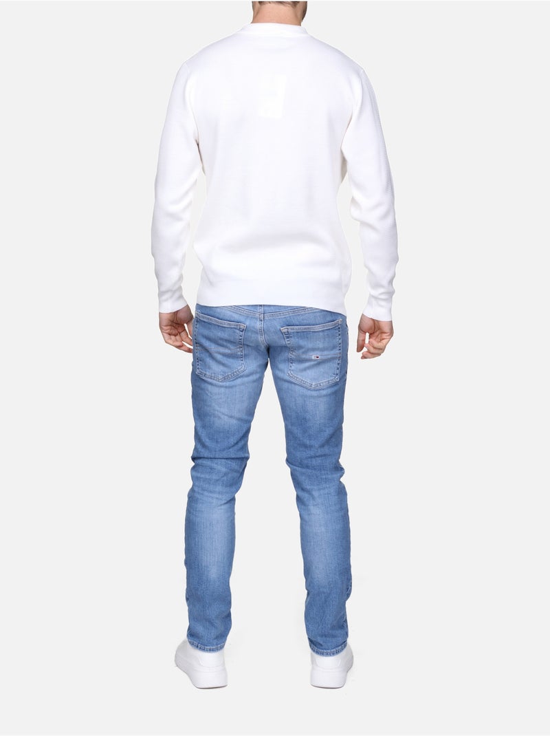 Pull col polo à zip Blanc - Kiabi