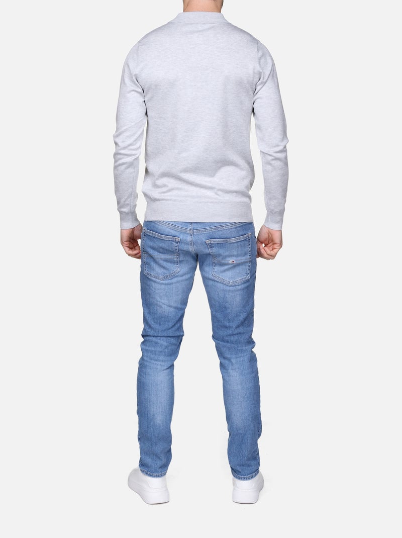 Pull col polo à zip Gris - Kiabi