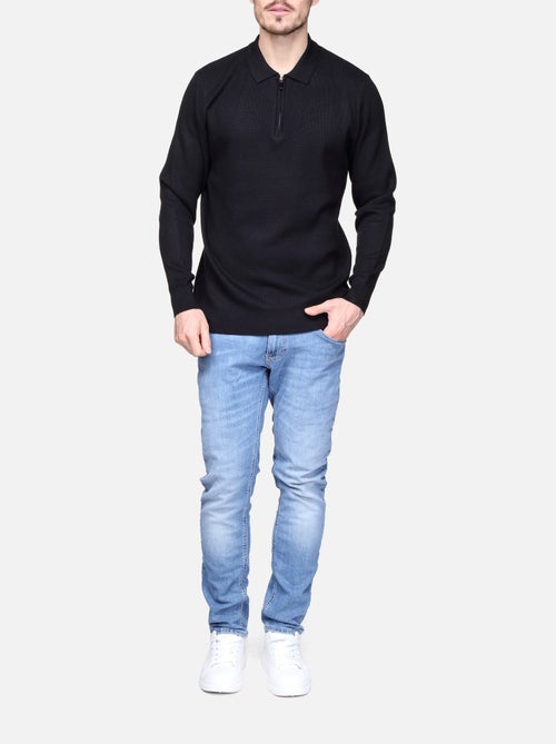 Pull col polo à zip - Kiabi