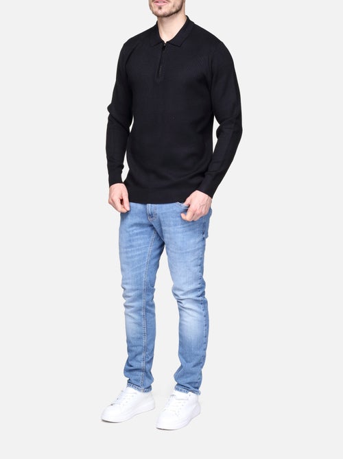 Pull col polo à zip - Kiabi