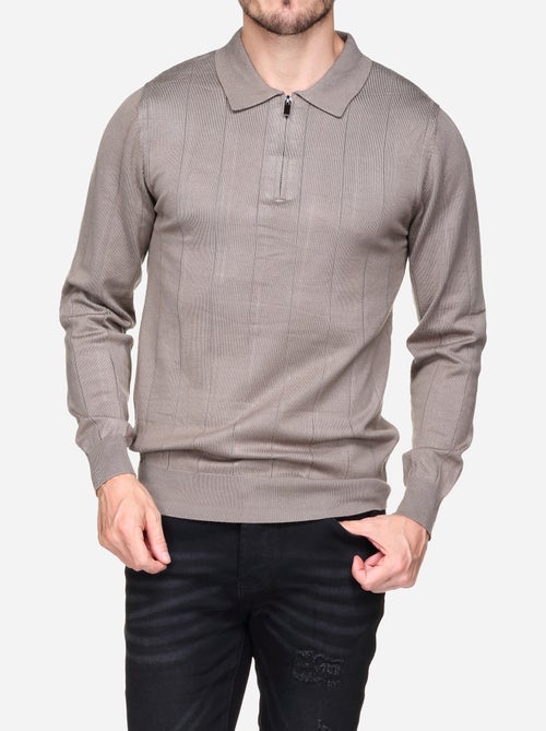 Pull col polo à zip - Kiabi