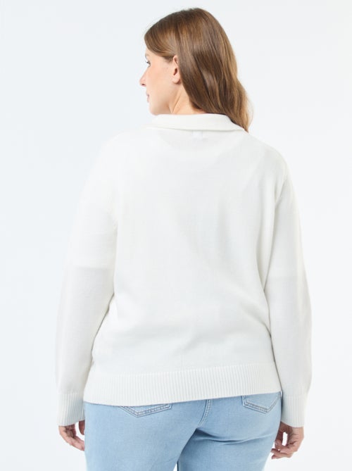 Pull col polo avec boutons bijoux - Kiabi