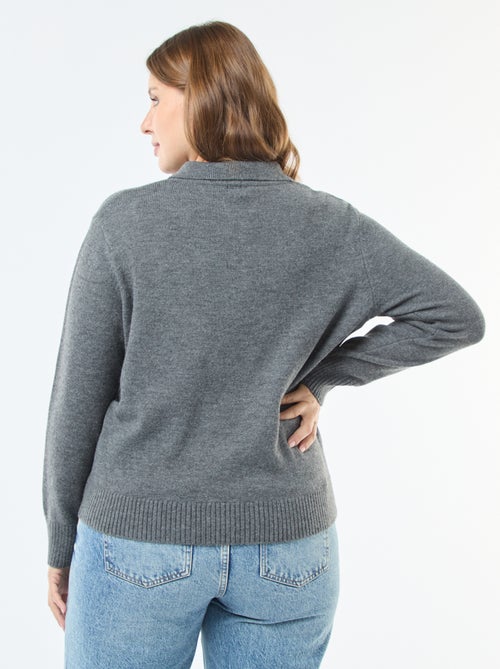 Pull col polo avec boutons bijoux - Kiabi