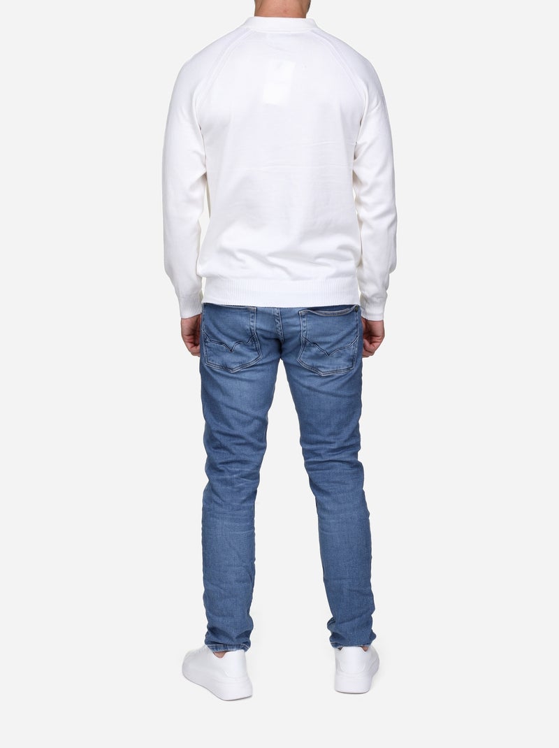 Pull col polo Blanc - Kiabi