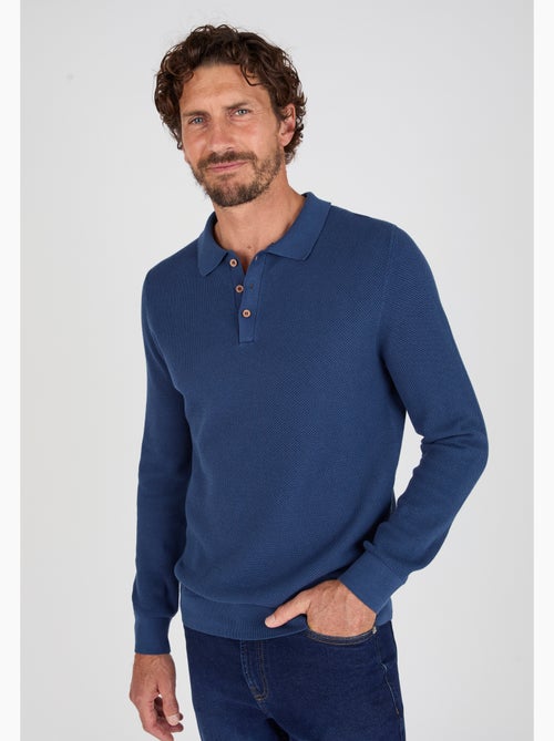 Pull col polo en maille fantaisie - Damart - Kiabi