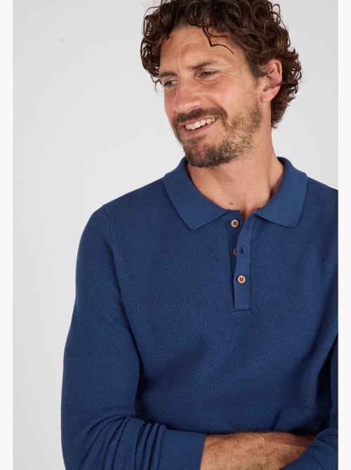 Pull col polo en maille fantaisie - Damart - Kiabi