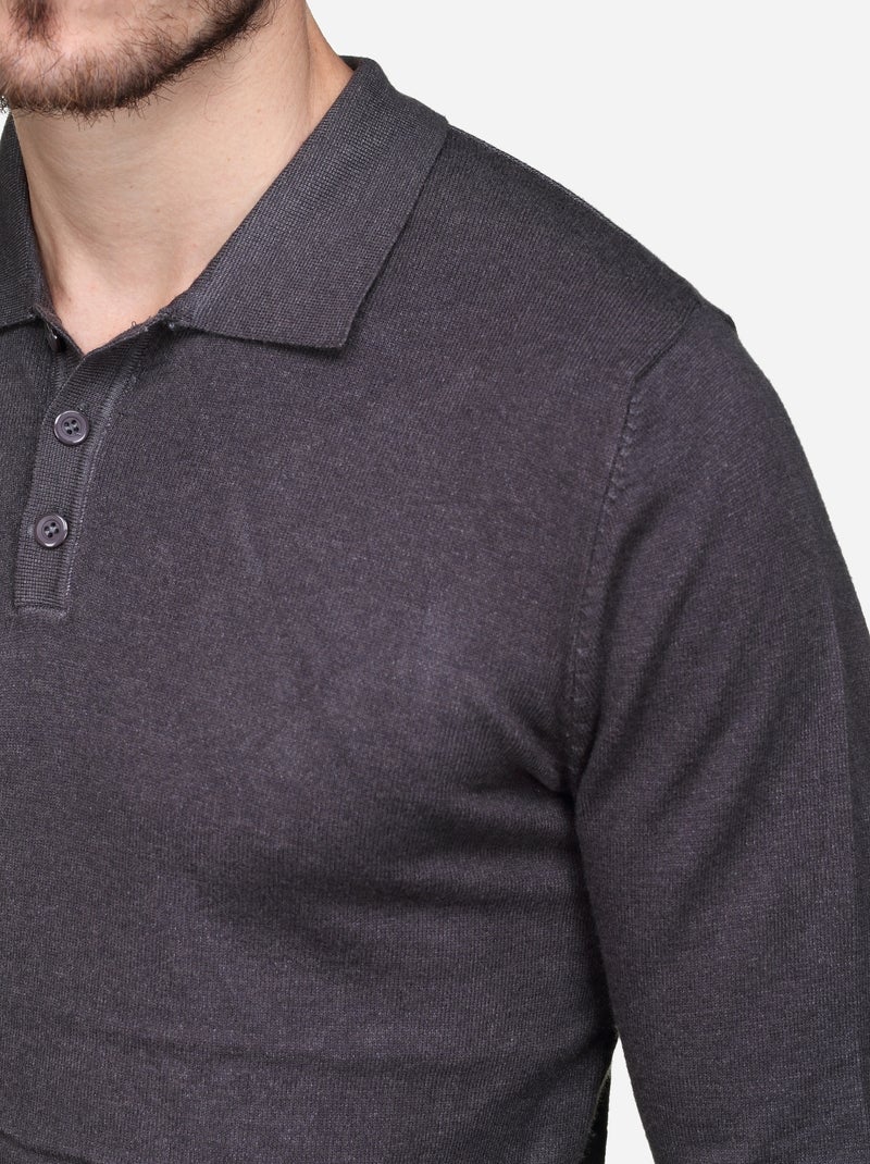 Pull col polo Gris foncé - Kiabi