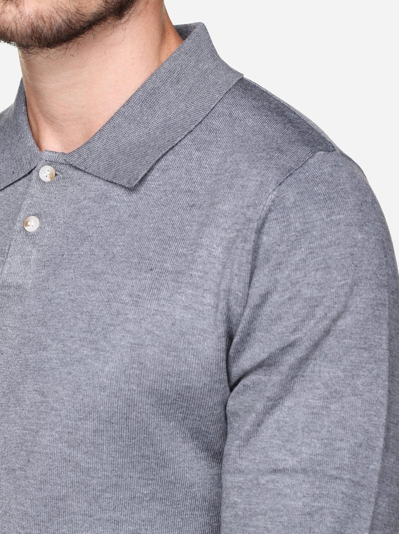 Pull col polo Gris - Kiabi
