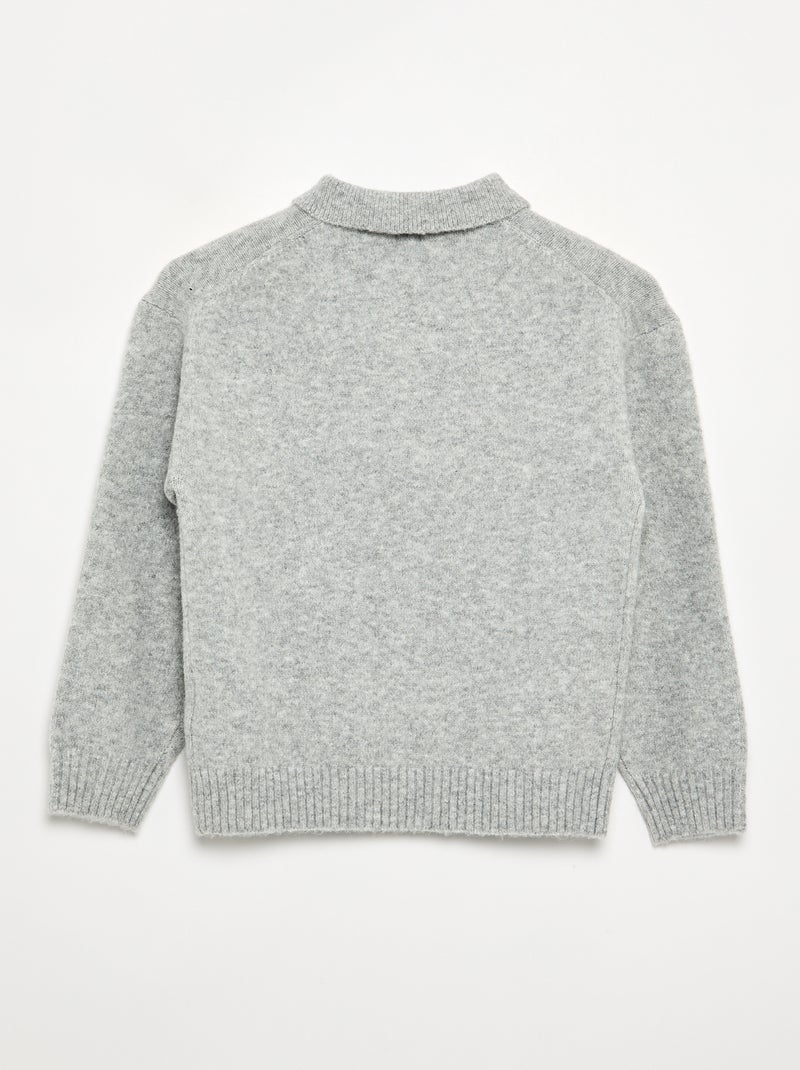 Pull col polo Gris - Kiabi