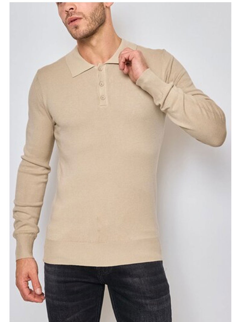 Pull col polo Kebello Beige - Kiabi
