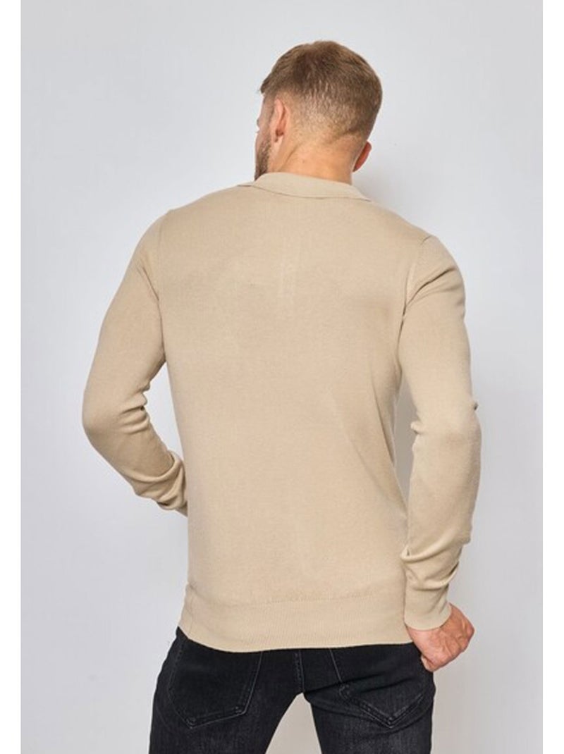 Pull col polo Kebello Beige - Kiabi