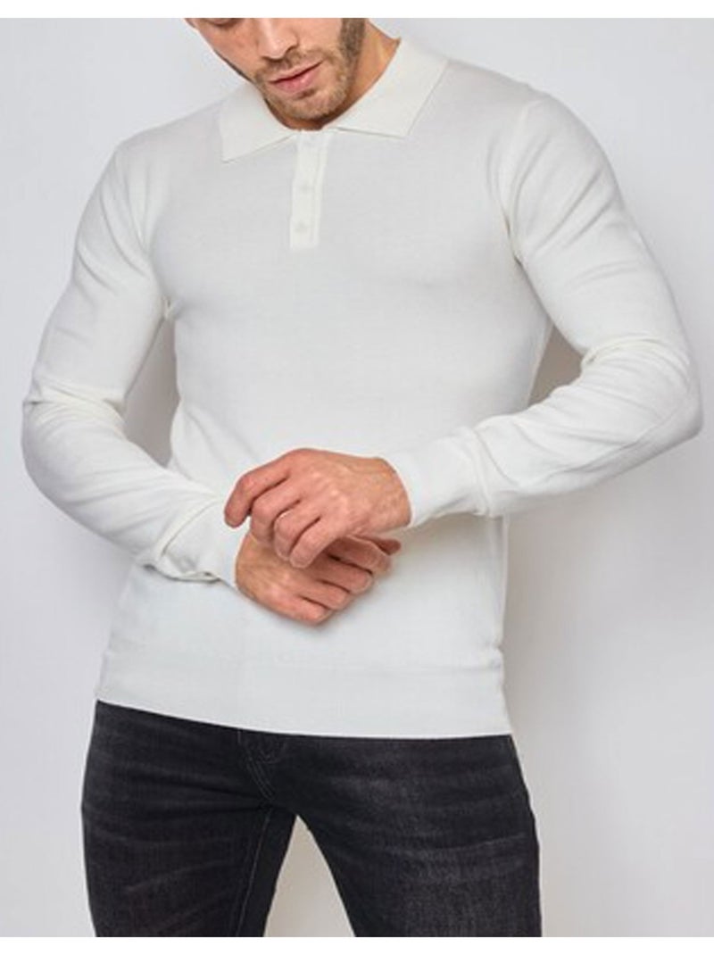Pull col polo Kebello Blanc - Kiabi