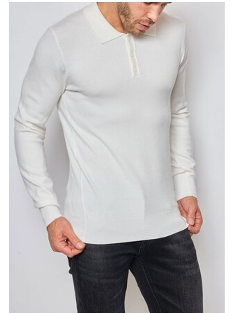 Pull col polo Kebello Blanc - Kiabi