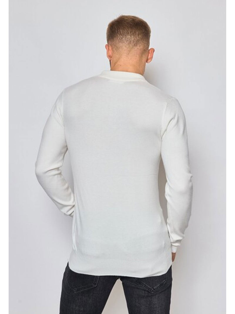 Pull col polo Kebello Blanc - Kiabi