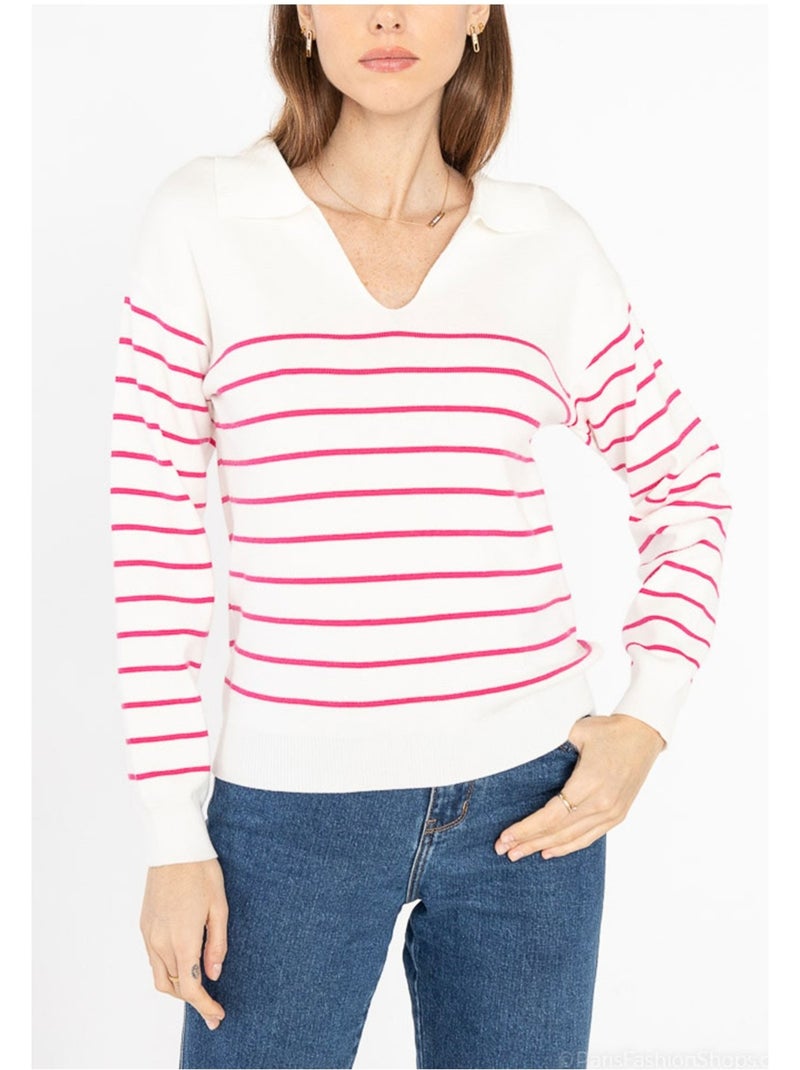 Pull col Polo Kebello Blanc - Kiabi