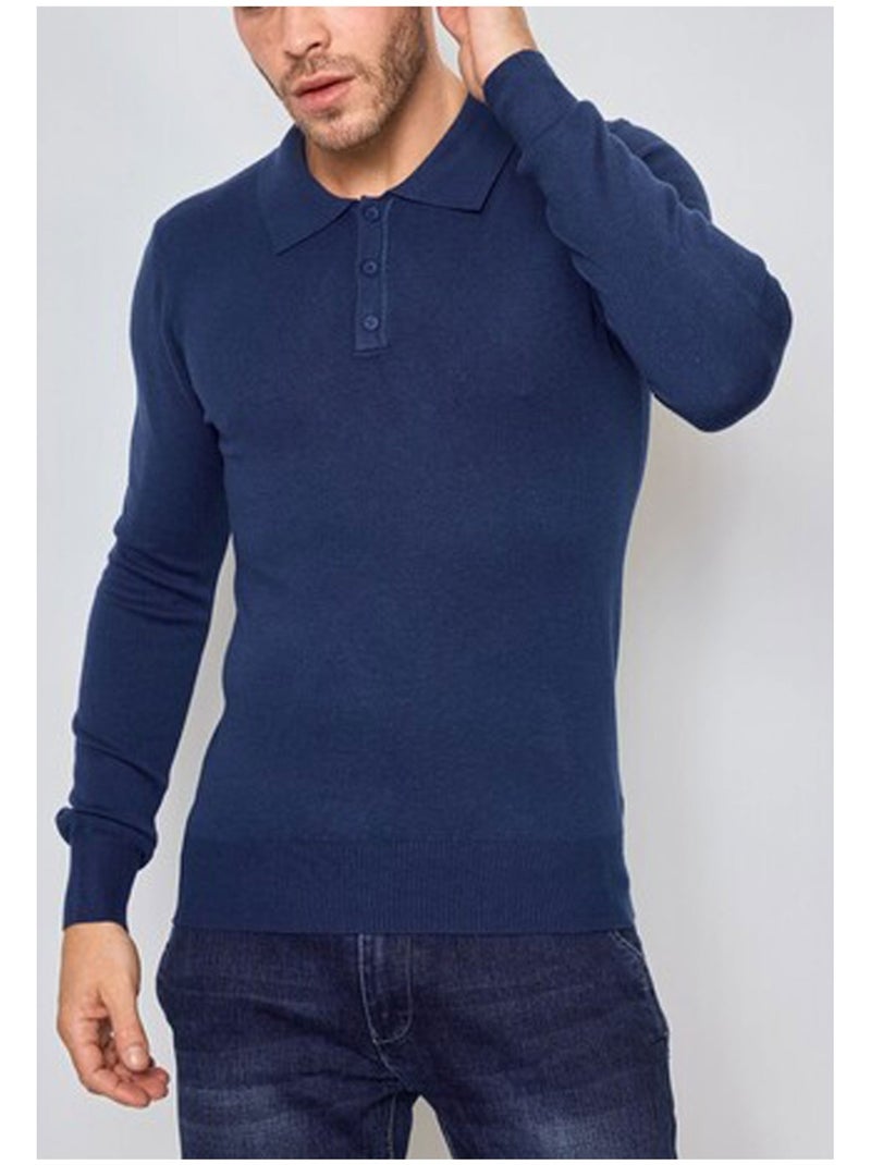 Pull col polo Kebello Bleu - Kiabi