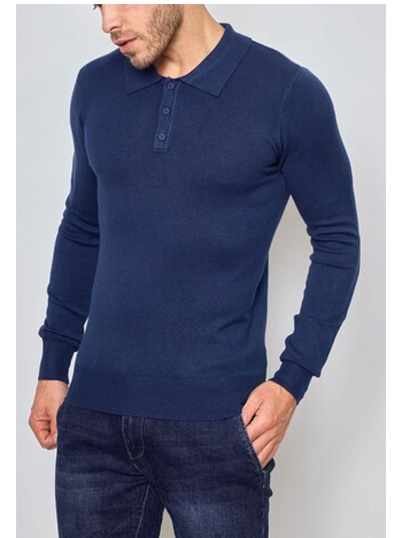 Pull col polo Kebello Bleu - Kiabi