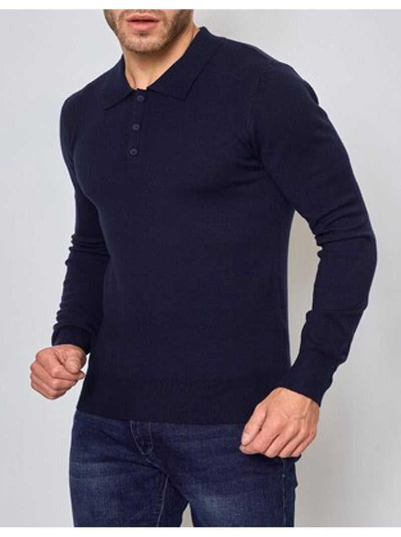 Pull col polo Kebello Bleu marine - Kiabi