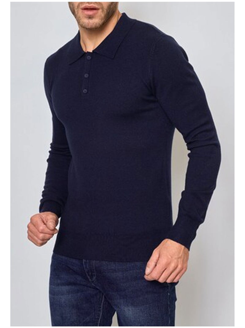 Pull col polo Kebello Bleu marine - Kiabi