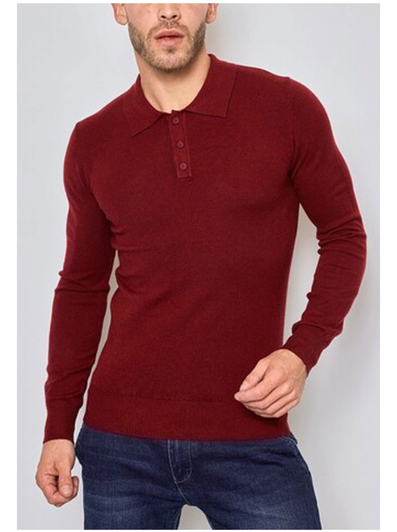 Pull col polo Kebello Bordeaux - Kiabi