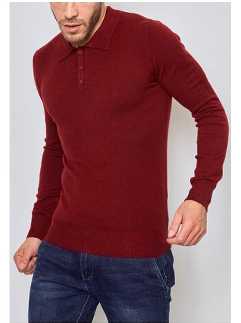 Pull col polo Kebello Bordeaux - Kiabi