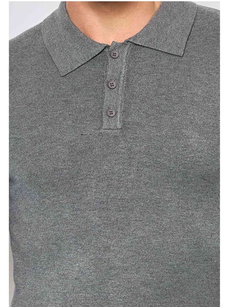 Pull col polo Kebello Gris - Kiabi