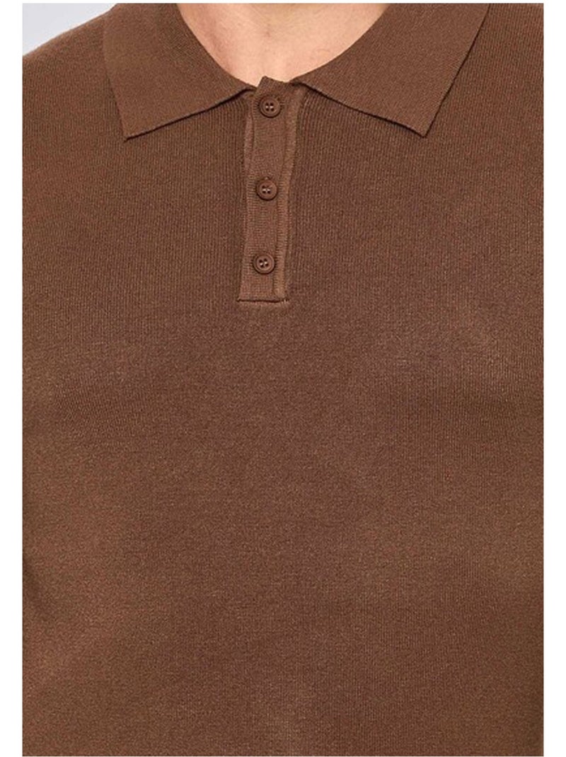 Pull col polo Kebello Marron - Kiabi