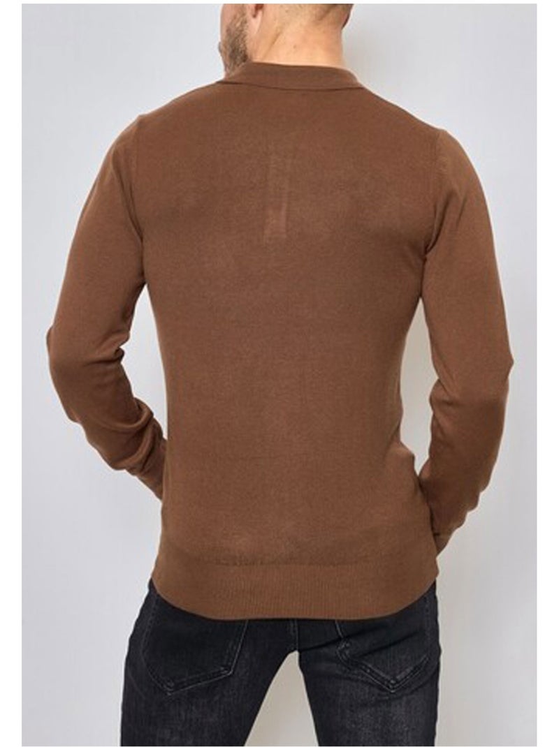 Pull col polo Kebello Marron - Kiabi