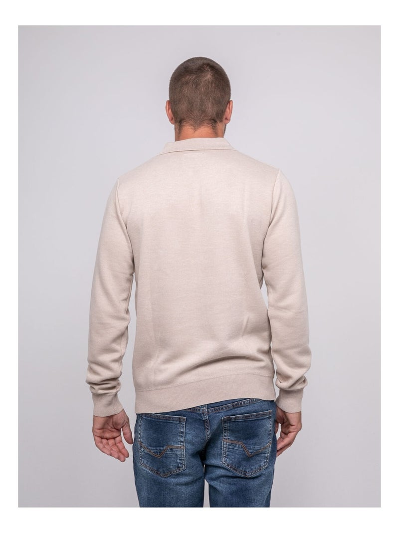 Pull col polo LOMEDI Beige - Kiabi