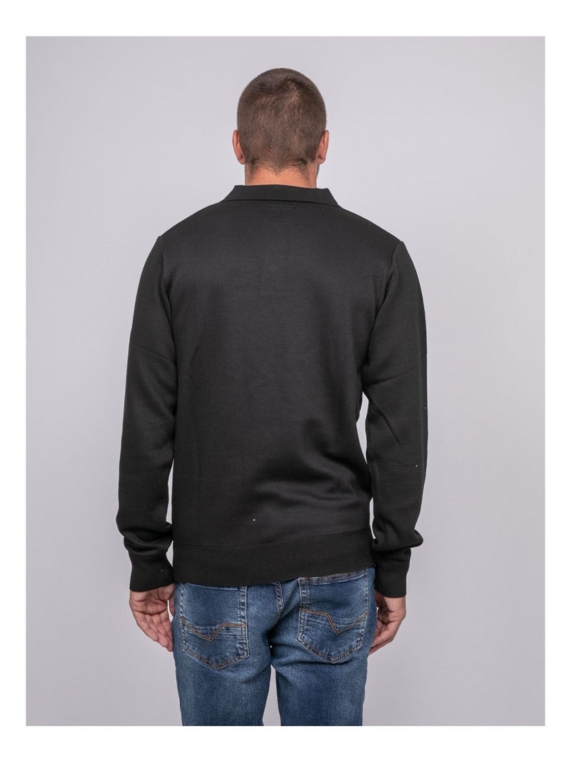 Pull col polo LOMEDI Noir - Kiabi