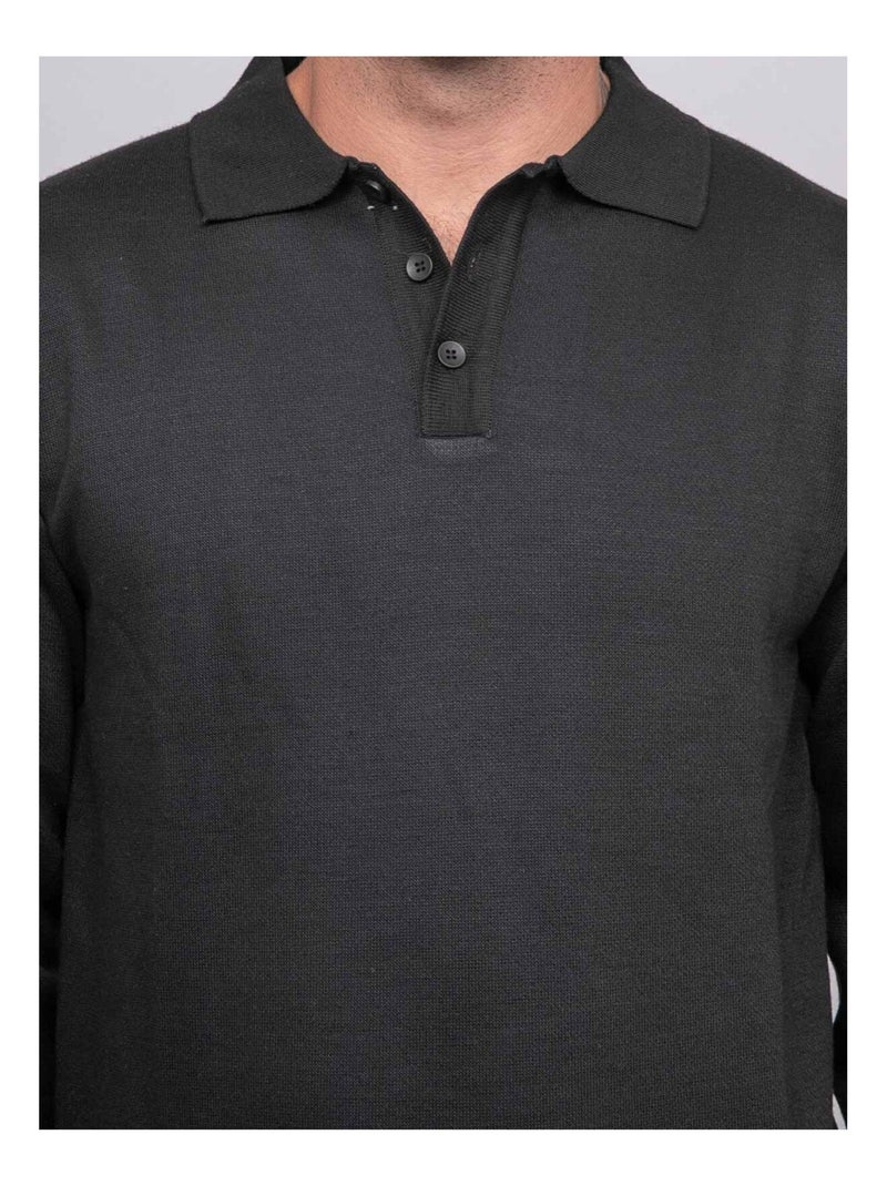 Pull col polo LOMEDI Noir - Kiabi