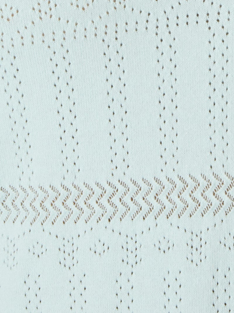 Pull col polo maille ajourée - Damart Bleu - Kiabi