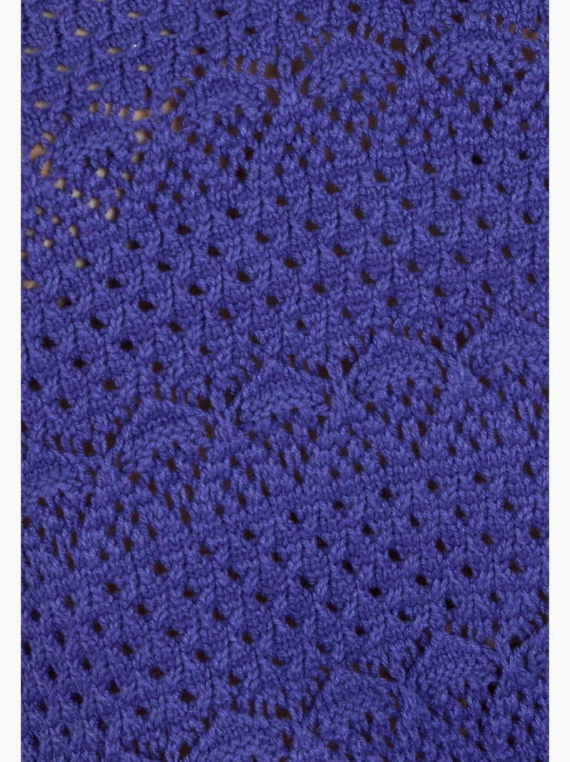 Pull col polo maille ajourée - Damart Bleu - Kiabi