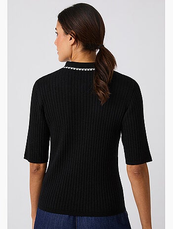Pull col polo maille côtelée - Damart