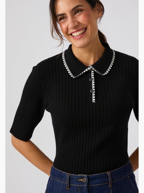 Pull col polo maille côtelée - Damart - Kiabi Pull col polo maille côtelée - Damart - Kiabi