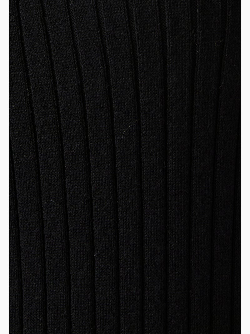 Pull col polo maille côtelée - Damart Noir - Kiabi
