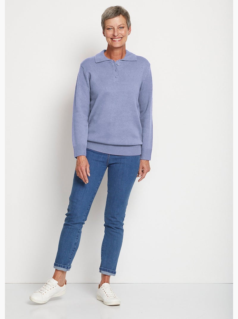 Pull col polo maille épaisse - Afibel Bleu - Kiabi