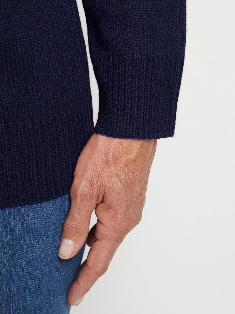 Pull col polo maille épaisse - Afibel Bleu marine - Kiabi