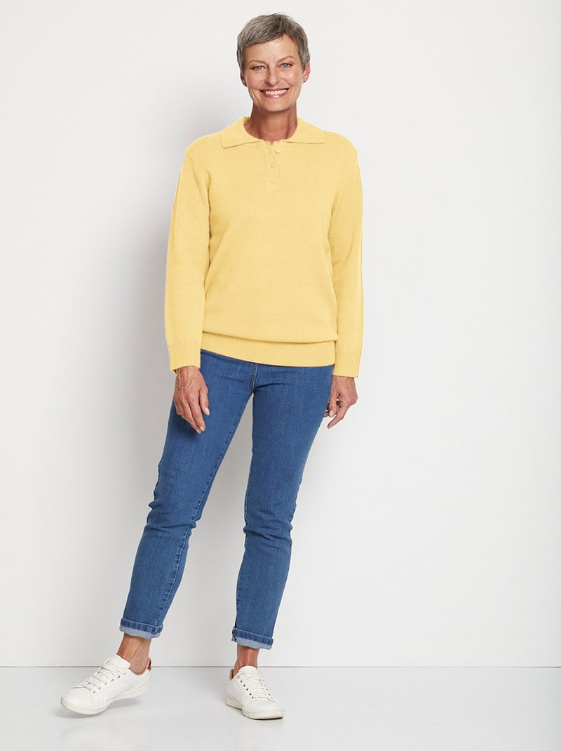 Pull col polo maille épaisse - Afibel Jaune - Kiabi