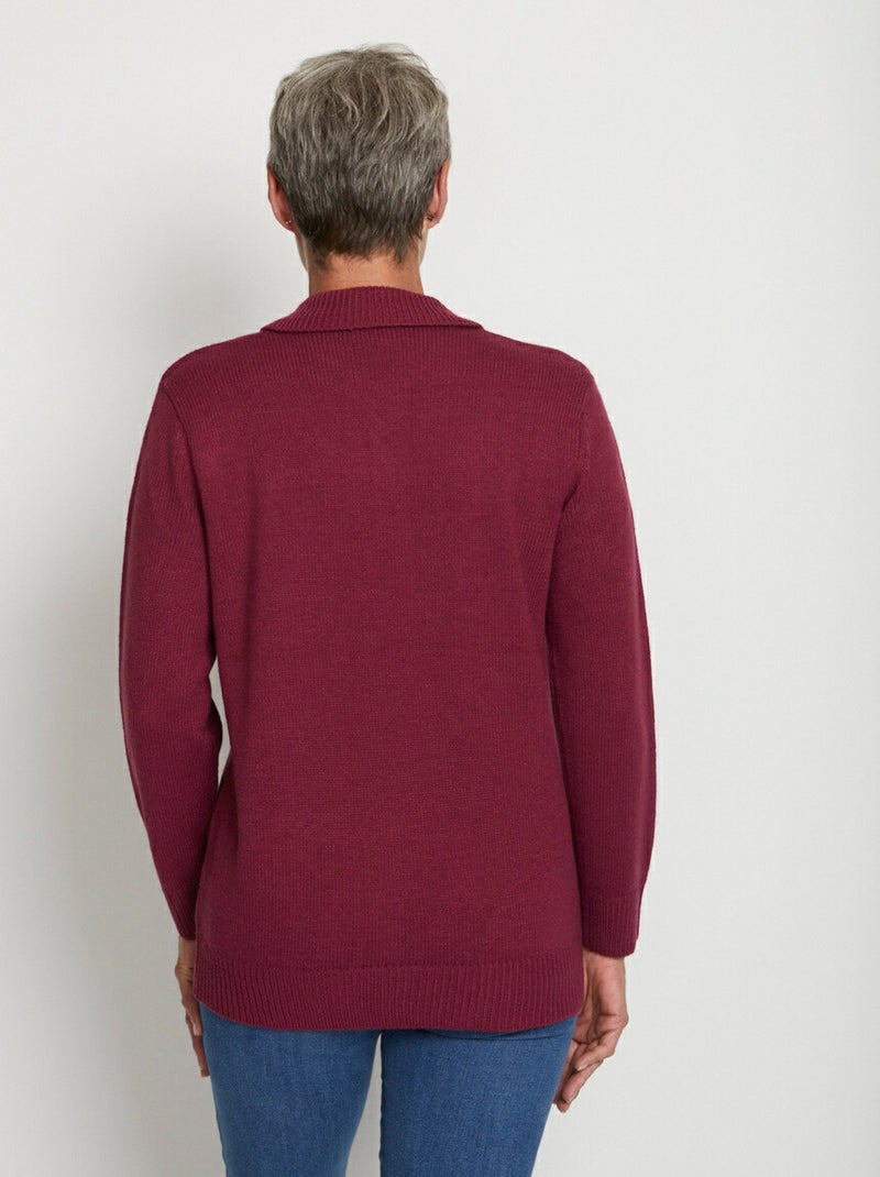 Pull col polo maille épaisse - Afibel Prune - Kiabi